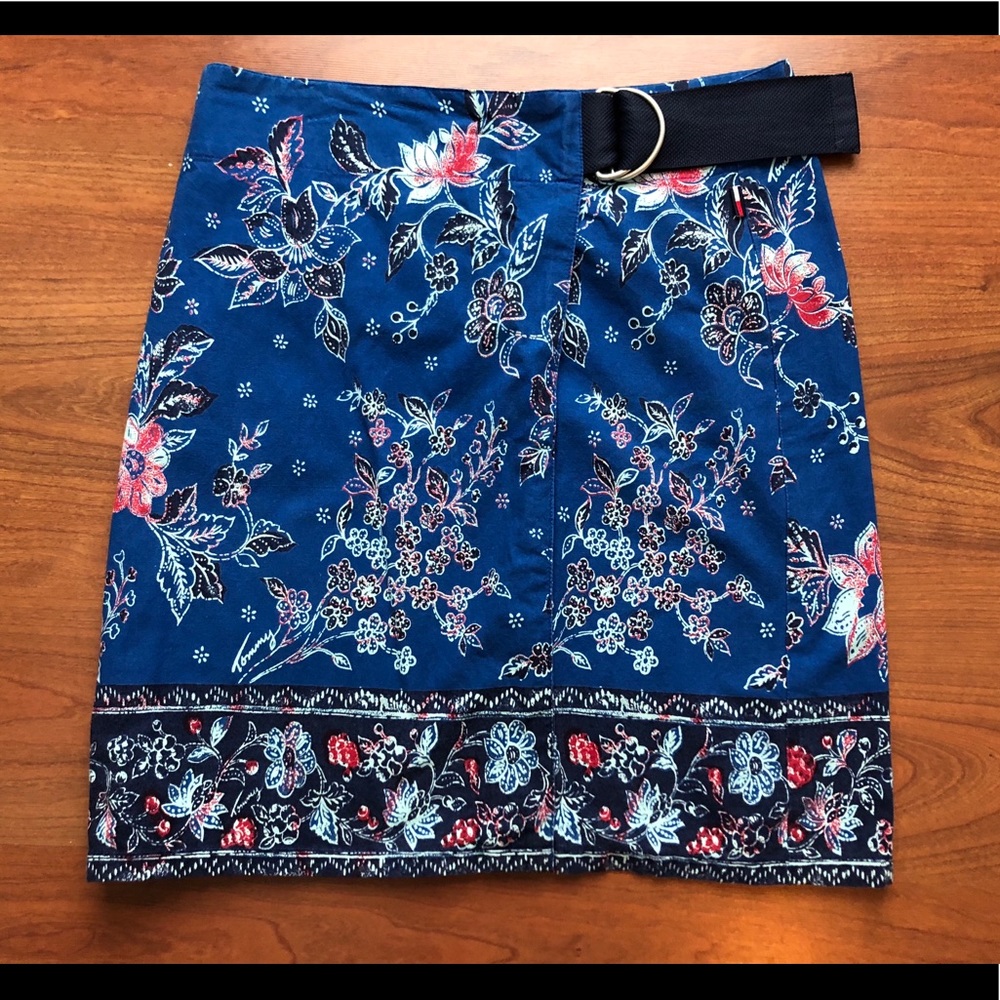 Tommy Hilfiger Floral Wrap Belted Skirt